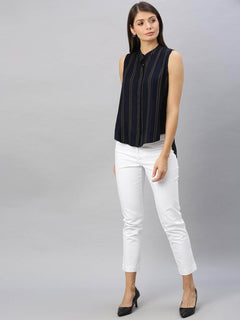 Women’s Lycra Cotton Regular Fit Pant White