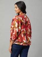 Women's Red 100% Viscose Regular Fit Blouse