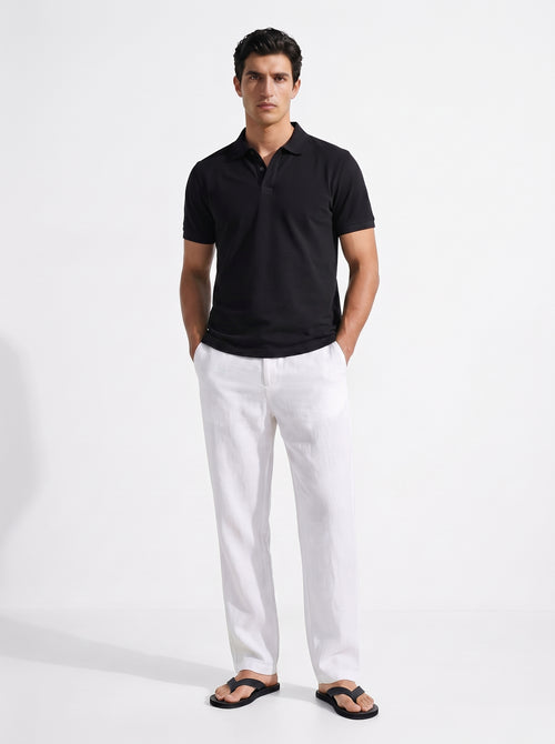 Men's Black Cotton Elastane Slim Fit Tshirt