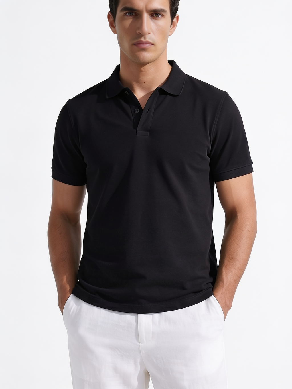Men's Black Cotton Elastane Slim Fit Tshirt