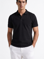 Men's Black Cotton Elastane Slim Fit Tshirt