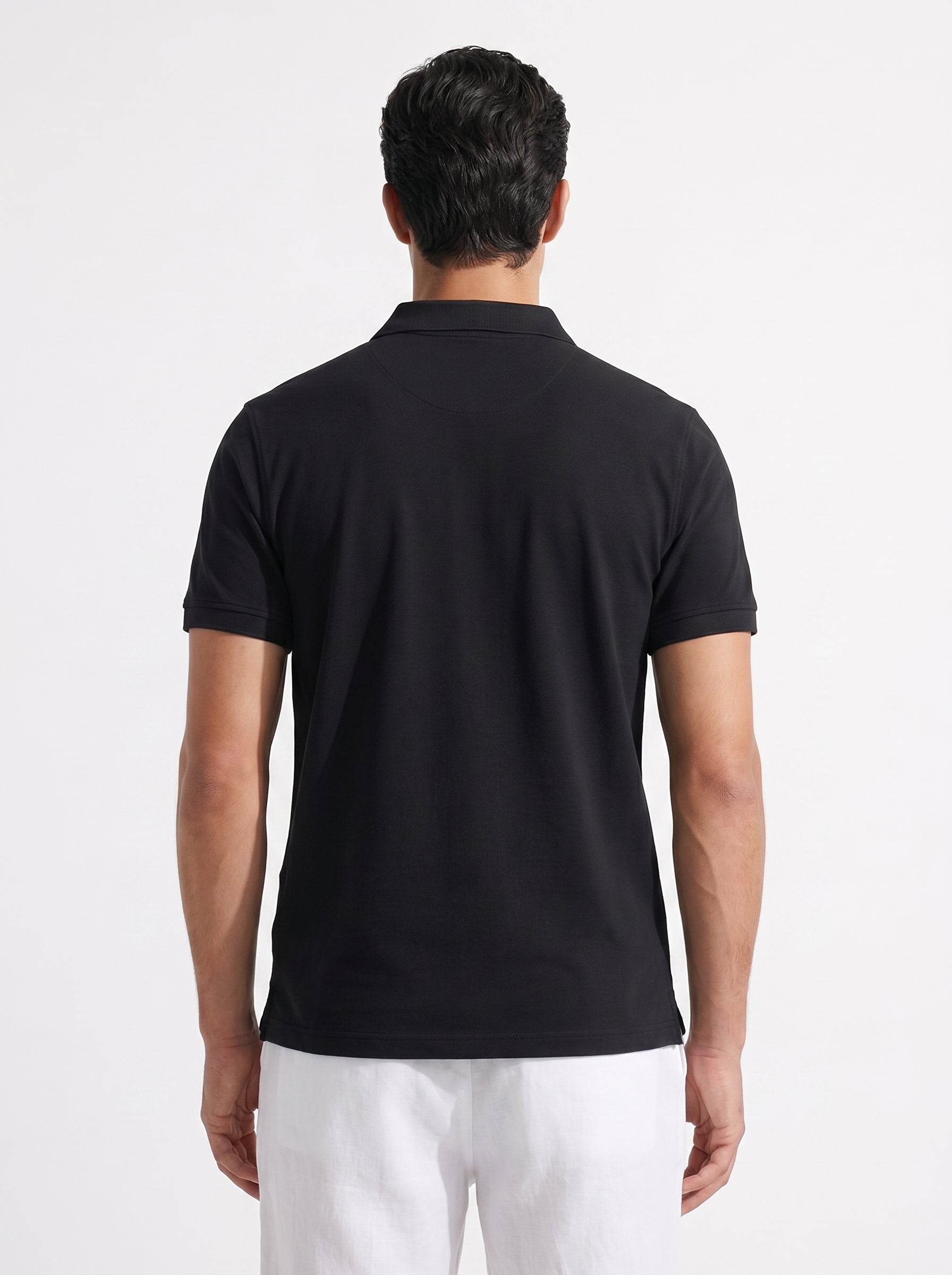 Men's Black Cotton Elastane Slim Fit Tshirt