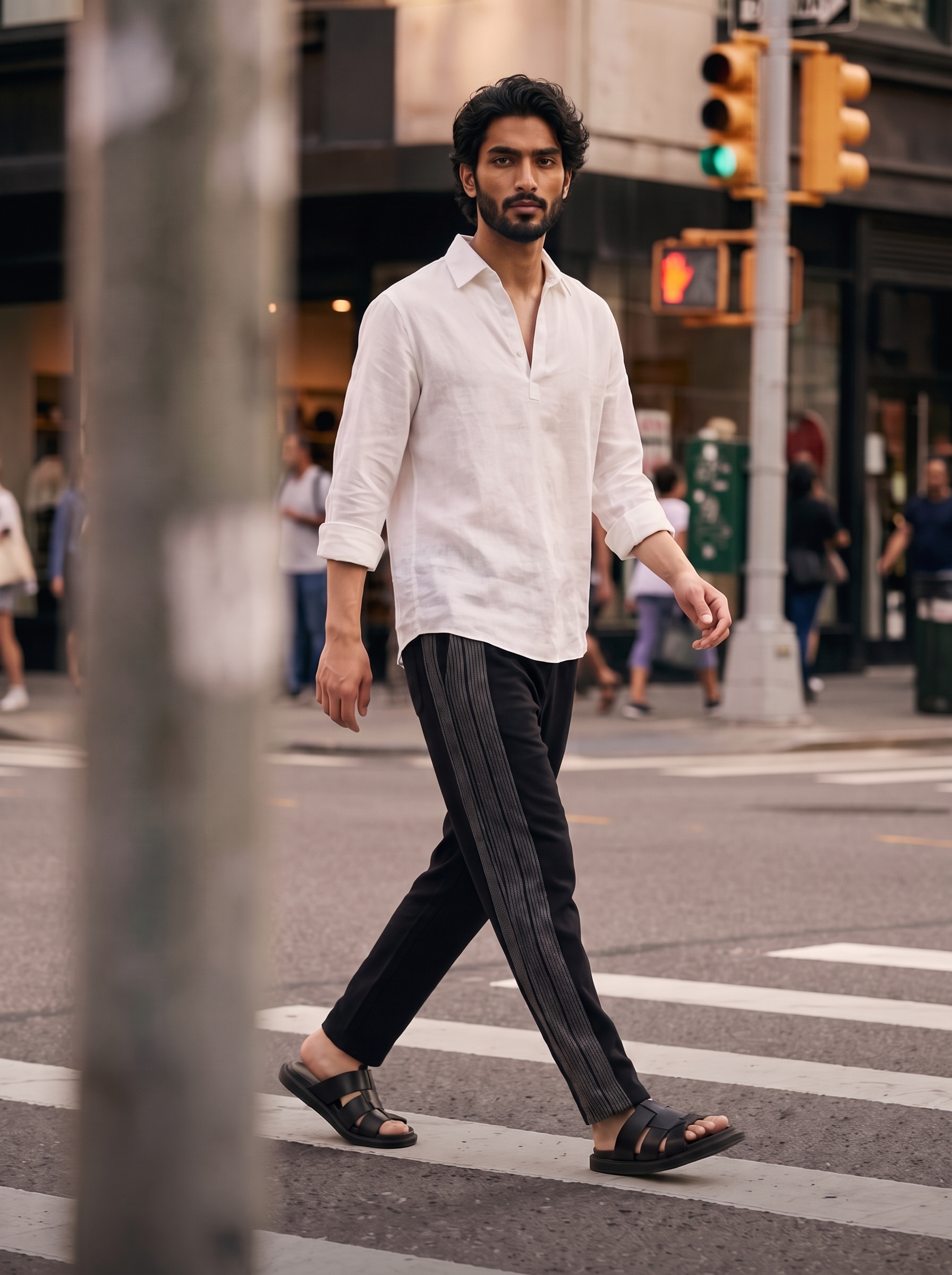Men’s Linen Regular Fit Resort Collar Style Shirt White