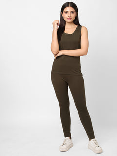 Women’s Cotton Elastane Slim Fit Tights Olive