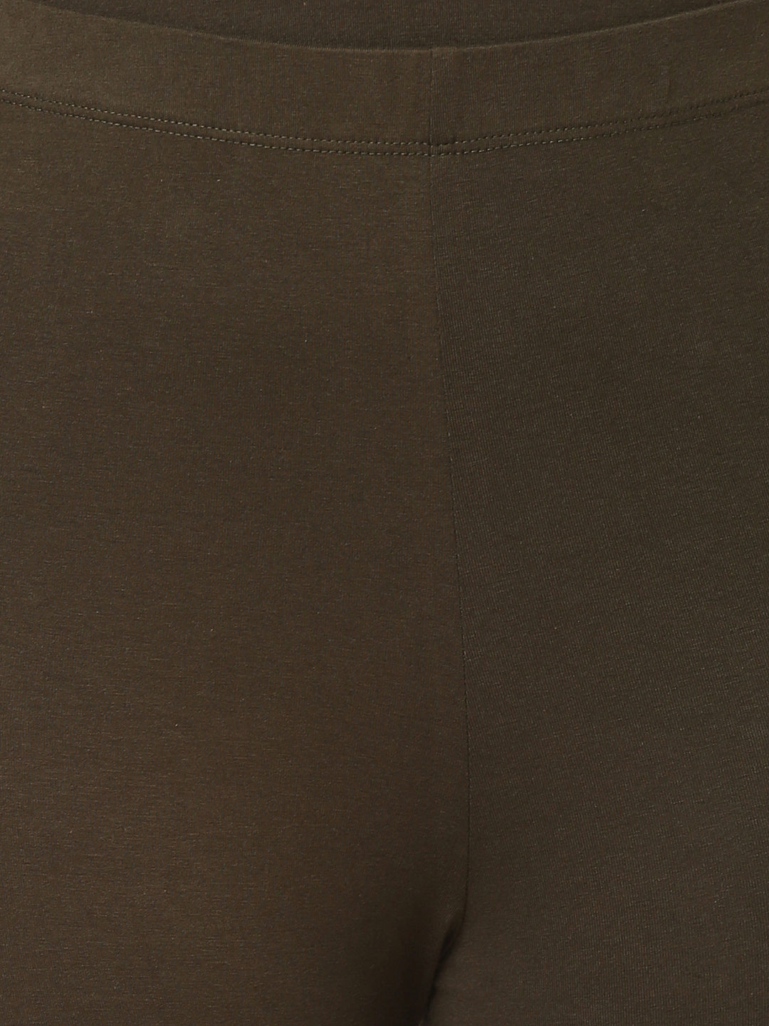 Women's Olive Cotton Elastane Slim Fit Knit Tights
