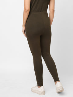 Women’s Cotton Elastane Slim Fit Tights Olive