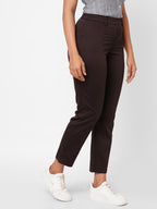 Women's Cotton Lycra Regular Fit Pant Brown