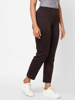 Women’s Cotton Lycra Regular Fit Pant Brown