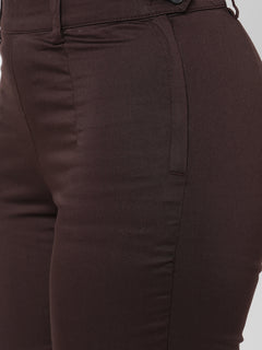 Women’s Cotton Lycra Regular Fit Pant Brown