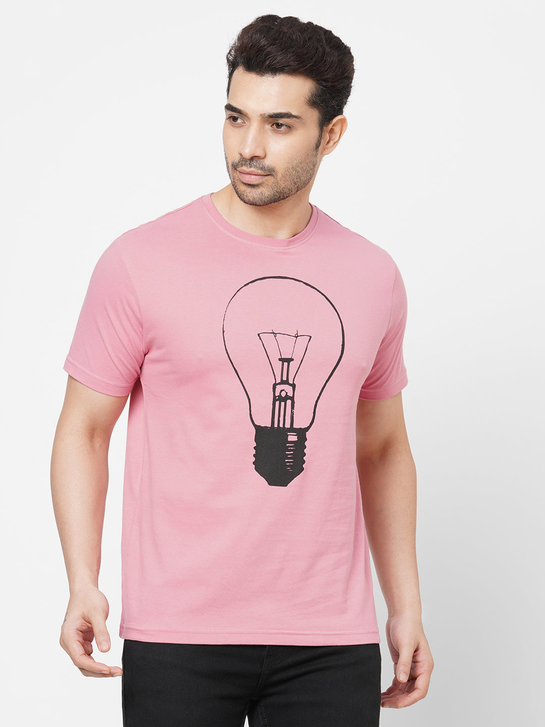 Men's Pink Cotton Regular Fit Tshirt