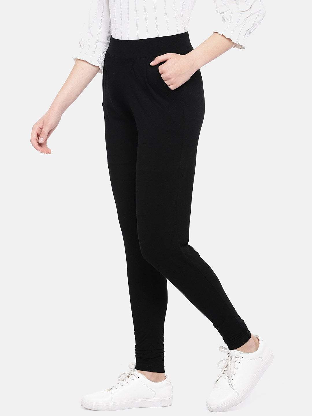 Womens Viscose Elastane Black Loose Fit Kpants Cottonworld Womens Pants