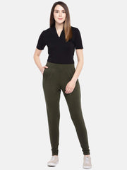 Womens Viscose Elastane Olive Loose Fit Kpants Cottonworld Womens Pants