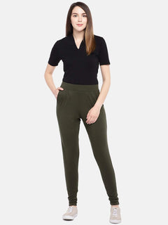 Womens Viscose Elastane Olive Loose Fit Kpants Cottonworld Womens Pants