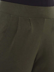 Womens Viscose Elastane Olive Loose Fit Kpants Cottonworld Womens Pants