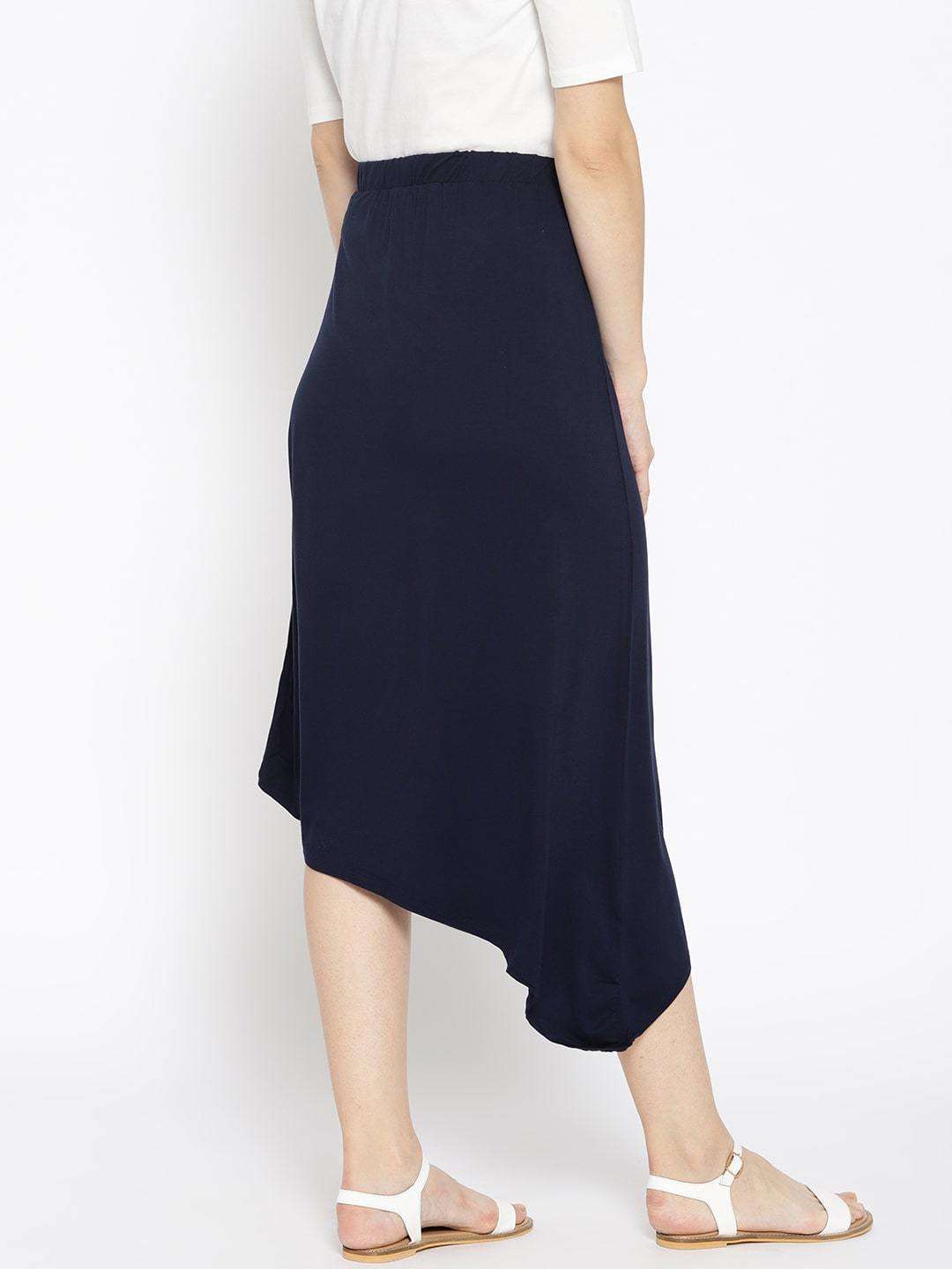 Womens Viscose Elastane Navy Kskirt Cottonworld Womens Skirts