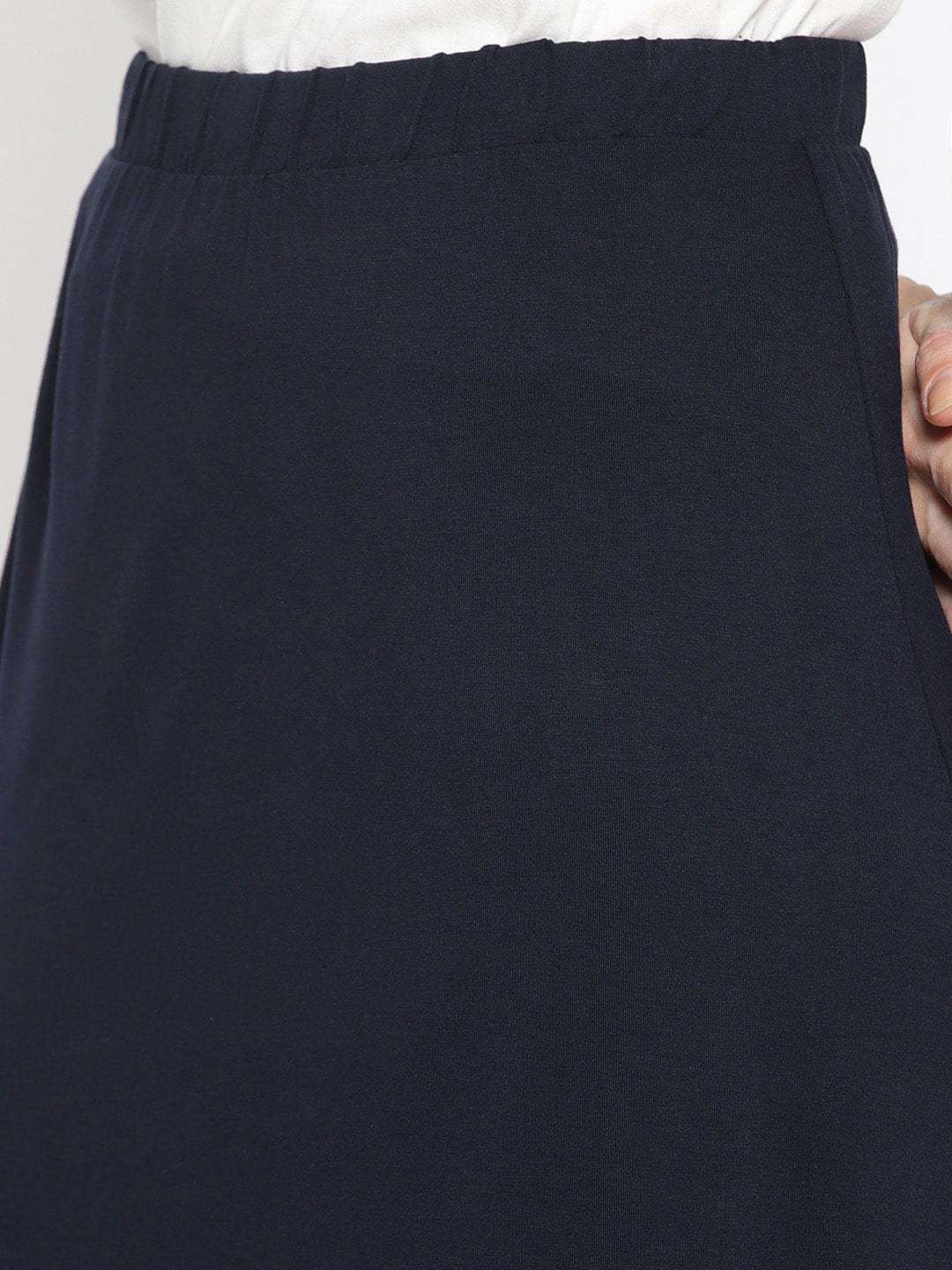 Womens Viscose Elastane Navy Kskirt Cottonworld Womens Skirts